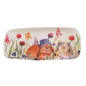 Prima Design Platter Tray Rabbits 19” x 8” Bunny Spring Bunny‎